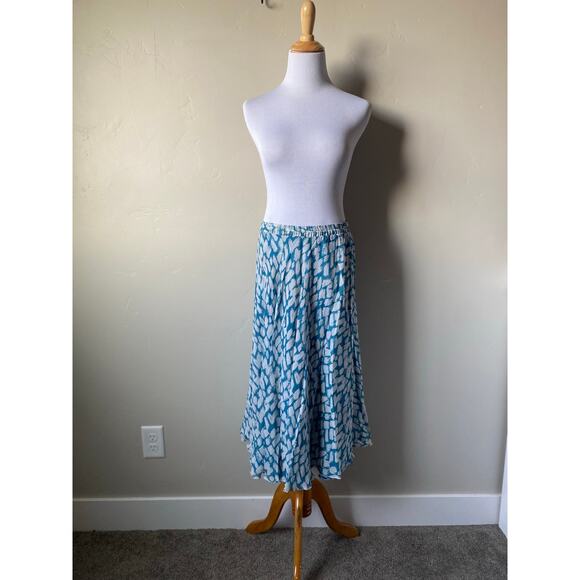 Vtg 90's/Y2K Sarah Arizona Blue Patterned REVERSIBLE Chiffon Pull On Midi Skirt - Picture 5 of 9